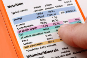 Photo of someone looking at a nutrition label.